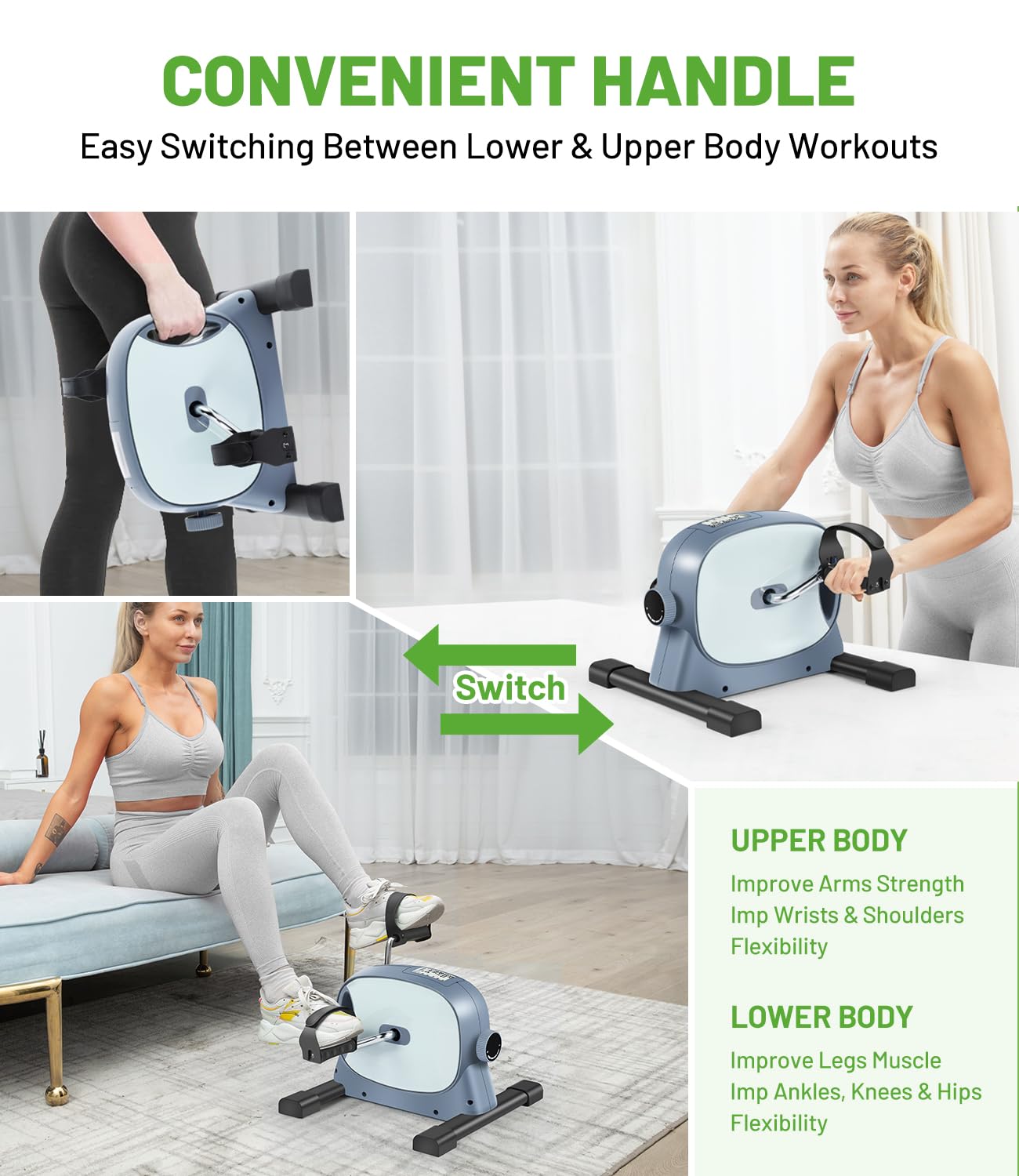 Under Desk Bike Pedal Exerciser - Portable Mini Exercise Bike with LCD Display for Home & Office - Desk Cycle for Leg & Arm Workouts - Physical Therapy Equipment for Sitting Exercise - Perfect for Home Office, Rehabilitation & Sedentary Workers