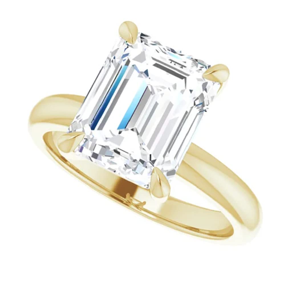 10K Solid Yellow Gold Handmade Engagement Ring - 2.0 CT Emerald Cut Moissanite Diamond Solitaire Wedding Band for Women | Perfect for Proposals, Anniversaries & Bridal Jewelry Gifts