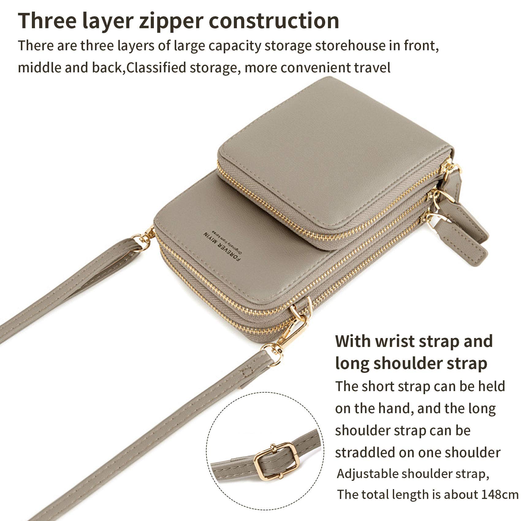 RFID Blocking Crossbody Phone Purse for Women - Touch Screen Accessible Shoulder Bag with Card Holder - Perfect for Travel, Shopping & Daily Use