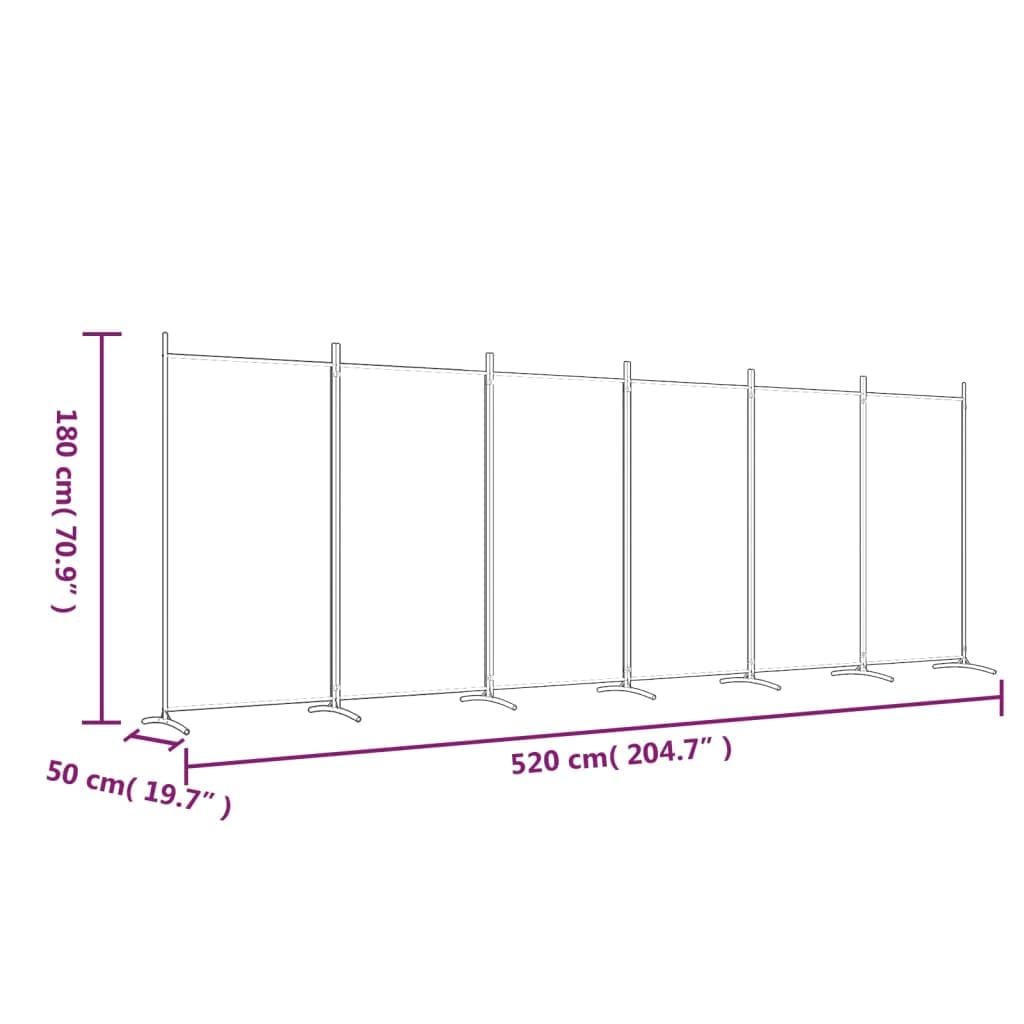 BaraSh 6-Panel Black Fabric Room Divider Screen - 204.7
