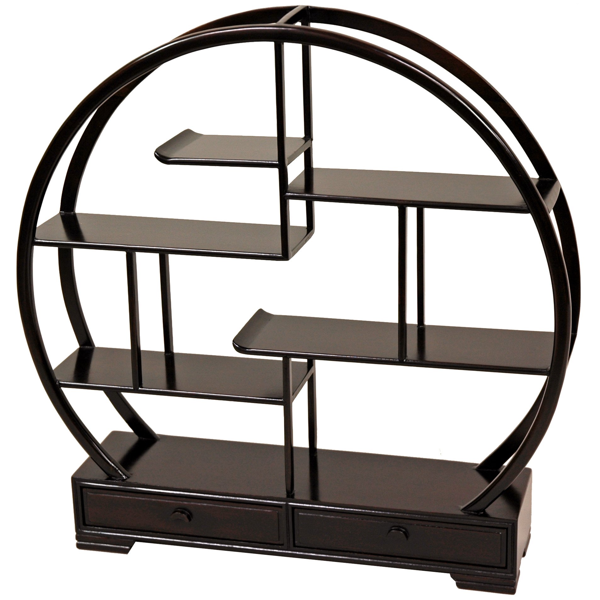 Handcrafted Red Lantern Mingei Display Stand - Dark Rosewood Wooden Shelf for Home Decor, Asian Style Room, and Zen Living Spaces