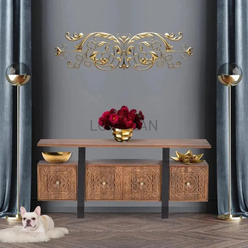 70Doors Boho Console Table - Rustic Wood Entryway Table for Hallway, Living Room & Bedroom | Farmhouse Style Sofa Table with Storage Shelf | Perfect for Home Decor & Small Spaces