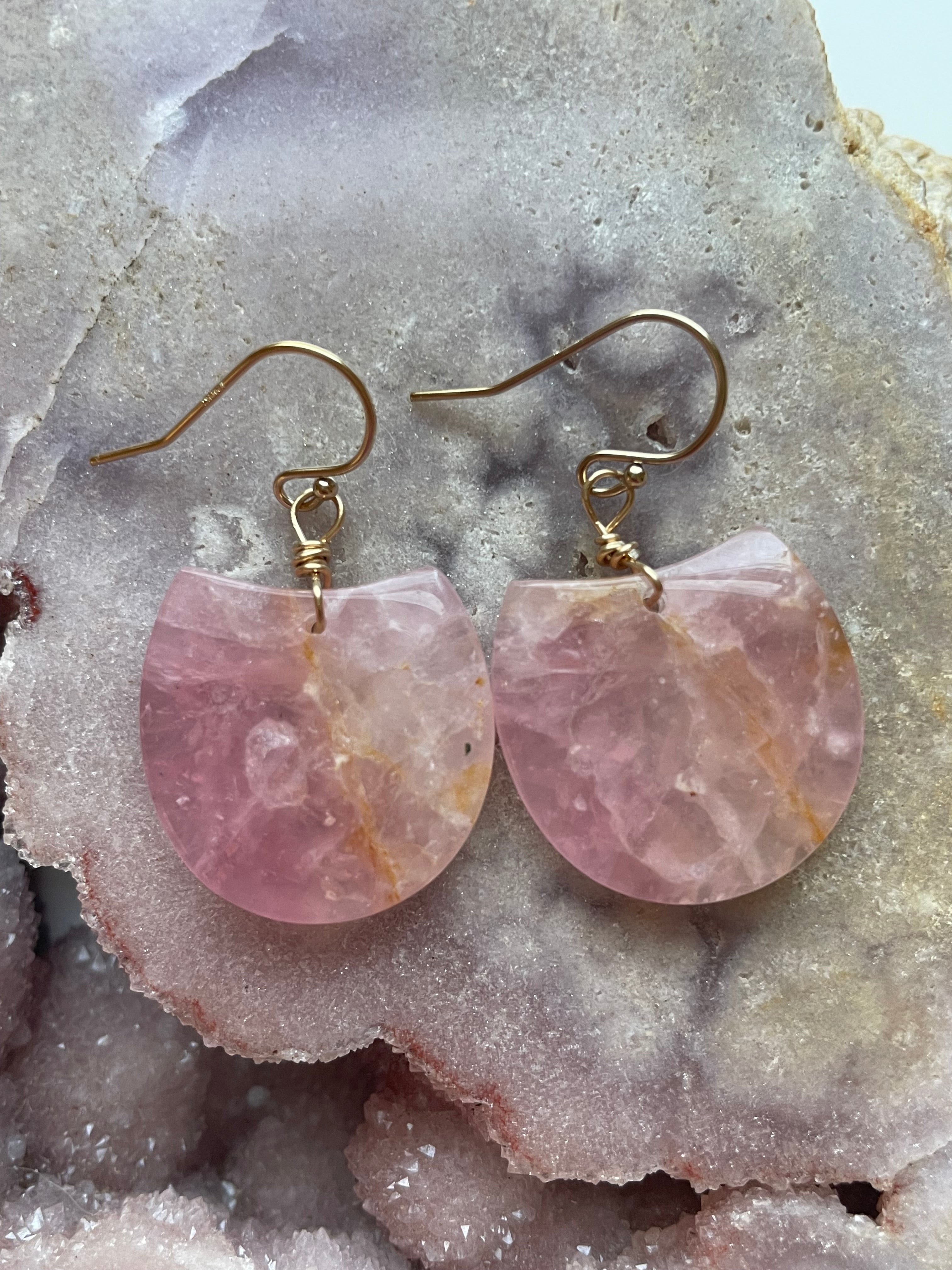 Rose Quartz Dangle Earrings - 14K Gold Filled Gemstone Jewelry for Women | Elegant Gift for Valentine's Day, Anniversary & Special Occasions