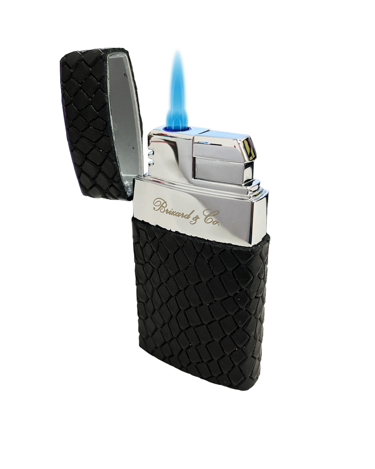 Premium Brizard & Co Venezia Python & Royal Purple Single Jet Flame Lighter - Windproof Butane Lighter for Cigars, Candles & Outdoor Use