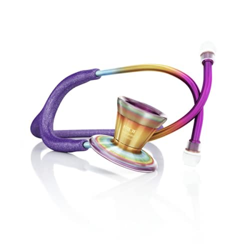 MDF Instruments Purple Glitter Kaleidoscope ProCardial Cardiology Stethoscope - Limited Edition Mprints, Lightweight Titanium, Dual Head for Adults - Perfect for Medical Professionals, Nursing Students & Healthcare Workers (MDF797TGL08KL)