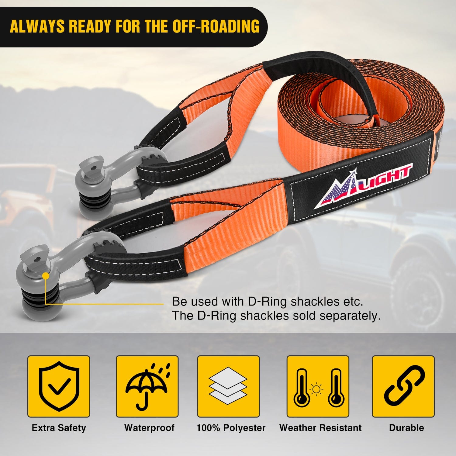 3-Pack 30-Inch Heavy Duty Recovery Tow Strap with 33,000LBS Capacity - Off-Road Vehicle Recovery, Truck Towing, Emergency Rescue - Durable & Reliable for Jeep, SUV, ATV