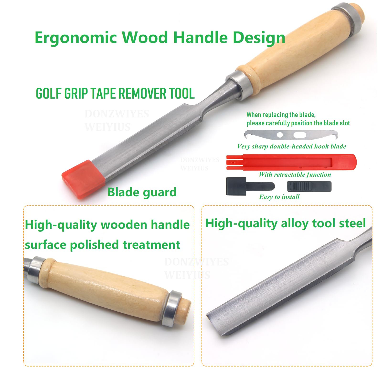 Golf Grip Tape Stripper Tool with Hook Blade - Removes Tape from Graphite & Steel Shafts | Golf Grip Repair Kit | Perfect for Club Maintenance & DIY Golf Repairs