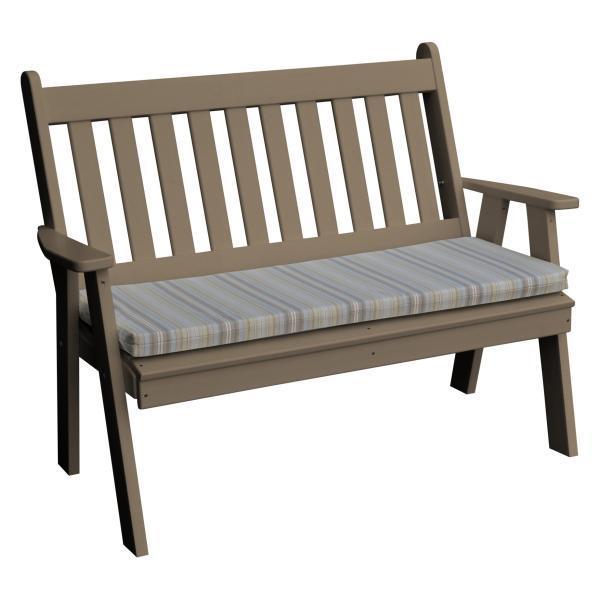 A&L Furniture Poly Traditional English Garden Bench - Outdoor Patio, Garden, and Park Seating for Relaxation