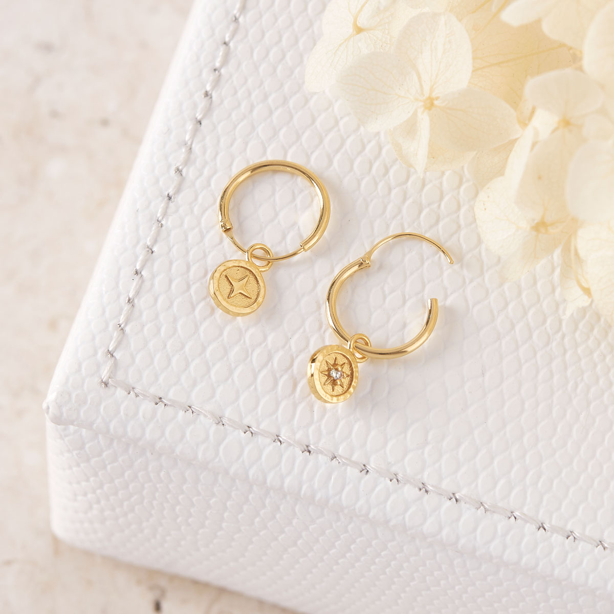 Asteria Sleeper Gold Earrings for Women - 14K Gold Plated Hoop Earrings for Sleeping, Comfortable Hypoallergenic Earrings for Everyday Wear, Perfect Gift for Her