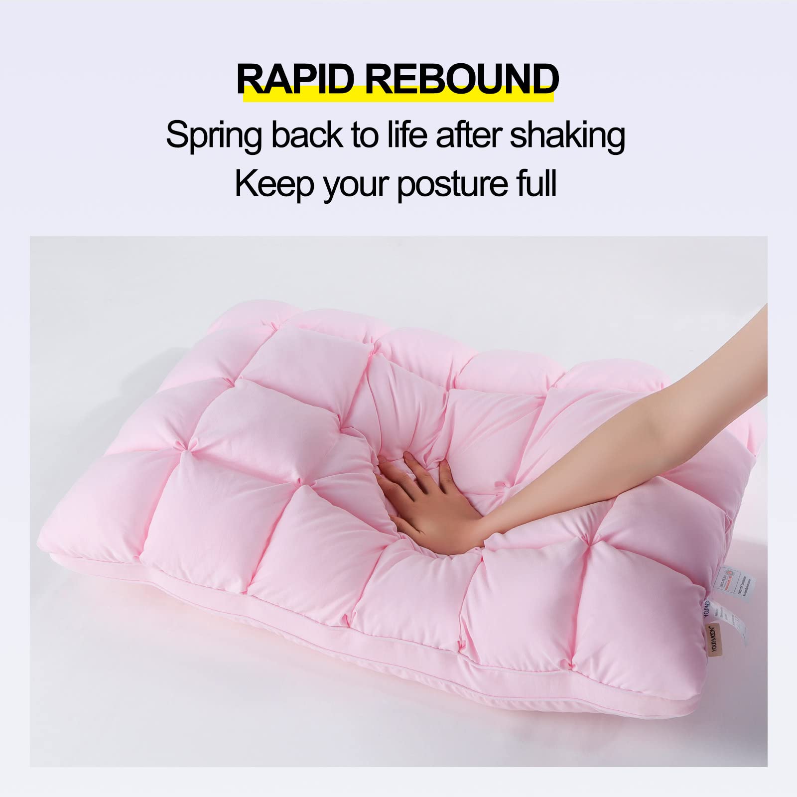 YOUR MOON Soft Sleeping Pillows - Queen Size Down Alternative Bed Pillow with Gel Cooling Technology for Side Sleepers | Luxury Hotel Quality Fluffy Pillow (Pink) - Perfect for Back Pain Relief & Comfortable Night Sleep