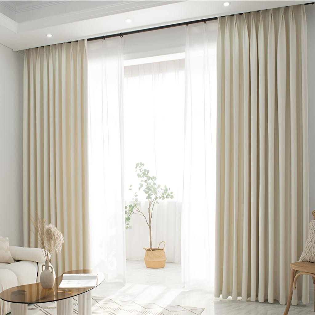 Evelynn Polyester Soundproof Thermal Blackout Custom Curtains - Noise Reducing & Energy Saving Window Treatments for Bedroom, Living Room & Home Theater