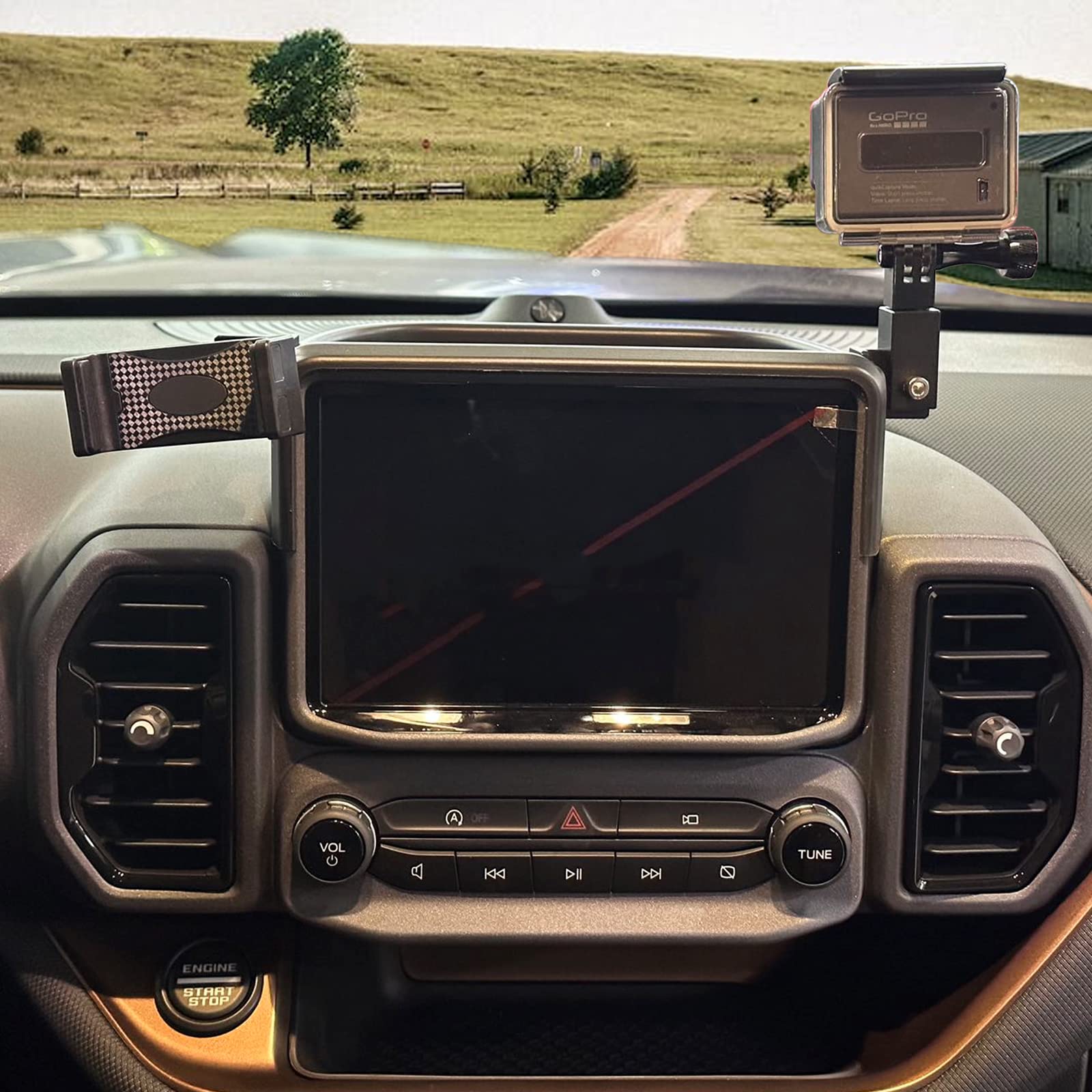 Ford Bronco Sport Phone Holder with Storage Box & Dashboard Tray - Universal Car Mount Stand for iPhone Samsung - Perfect for 2021-2025 Bronco Sport Models - Keep Phone Secure While Driving & Organize Small Items