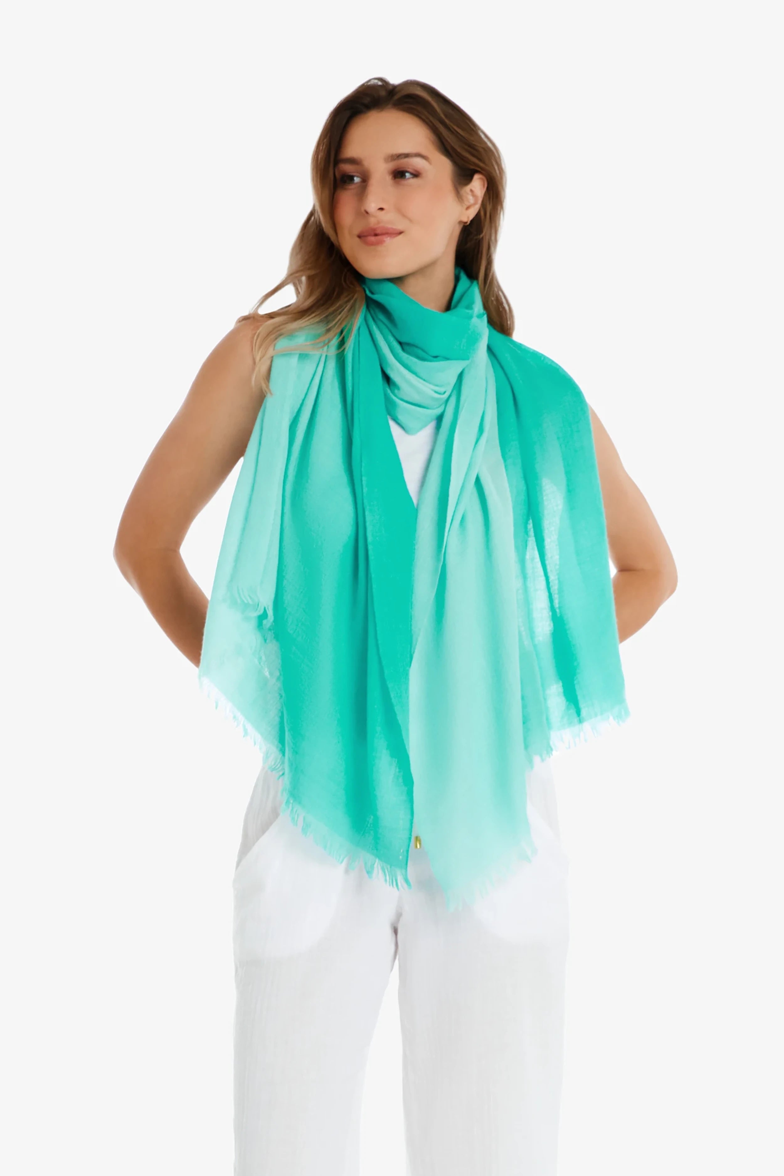 Essential Wrap - Seafoam Aqua Color Stretchy Knit Shawl for Women | Perfect for Travel, Office, and Evening Outfits