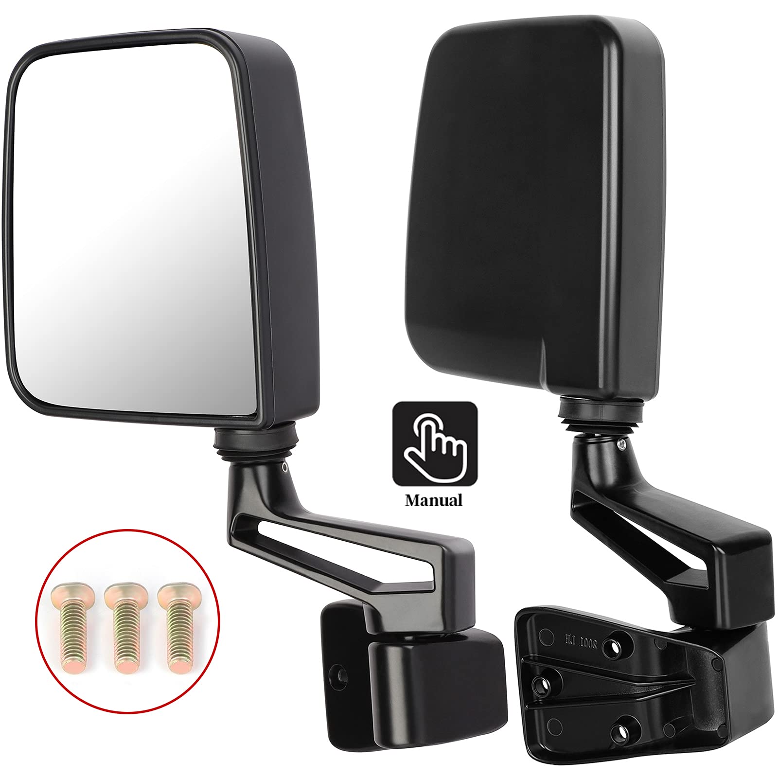 SCITOO Side View Mirrors for Jeep Wrangler (1987-1994, 1995, 1997-2002) - Manual Fold Non-Heated Replacement Mirrors Compatible with Half Door Models | Perfect for Off-Roading, Daily Driving & Jeep Restoration Projects