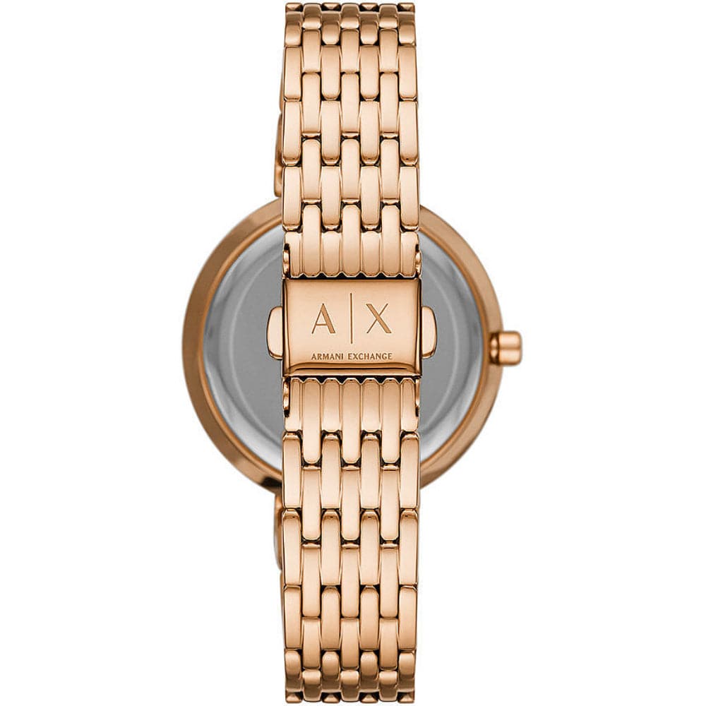 ARMANI EXCHANGE AX5912 Women's Watch - Rose Gold Tone Stainless Steel, Three-Hand Analog Design | Perfect for Office, Party & Everyday Wear