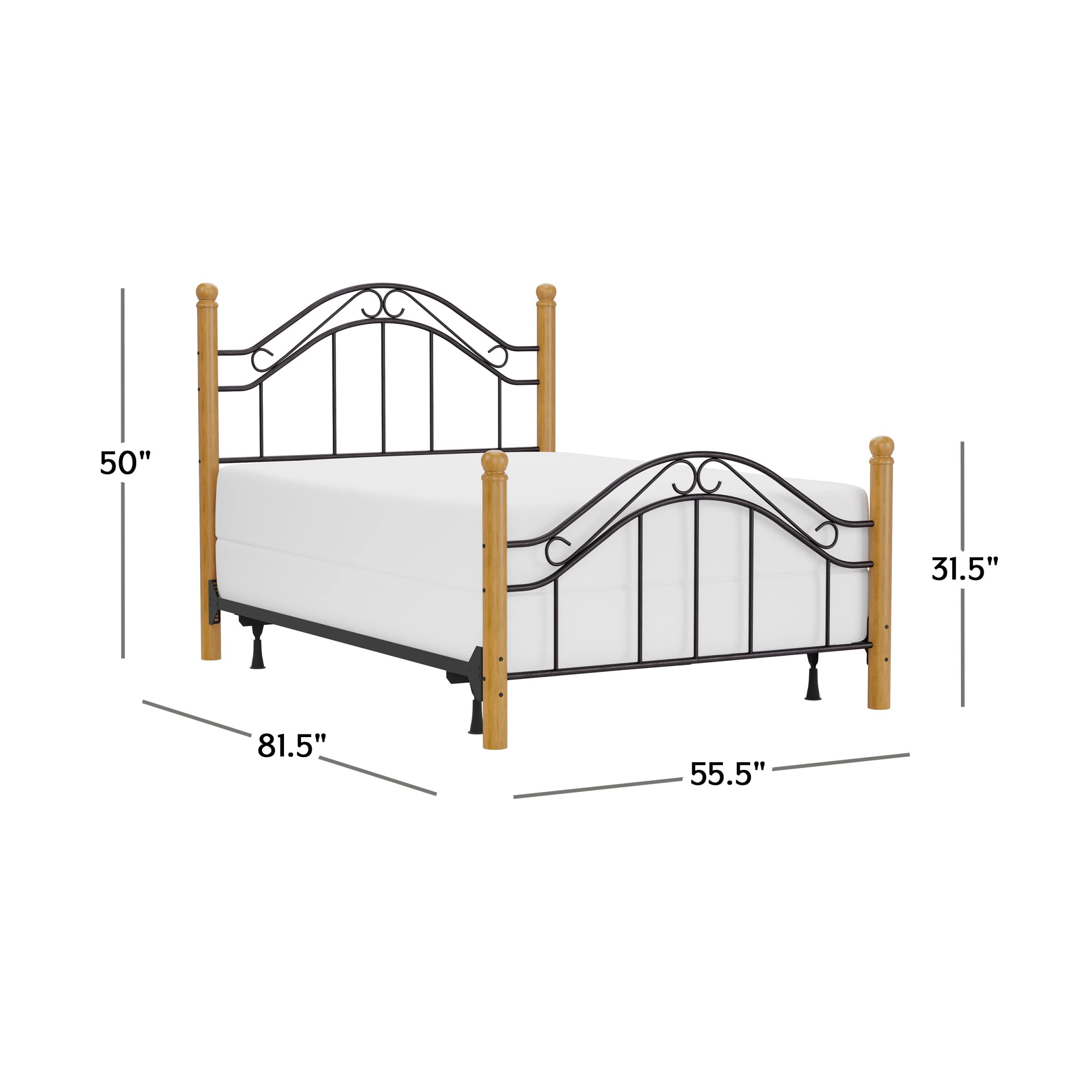 Hillsdale Furniture Winsloh Full Bed Frame Set in Medium Oak Finish - Perfect for Modern Bedroom Decor & Guest Room Setup