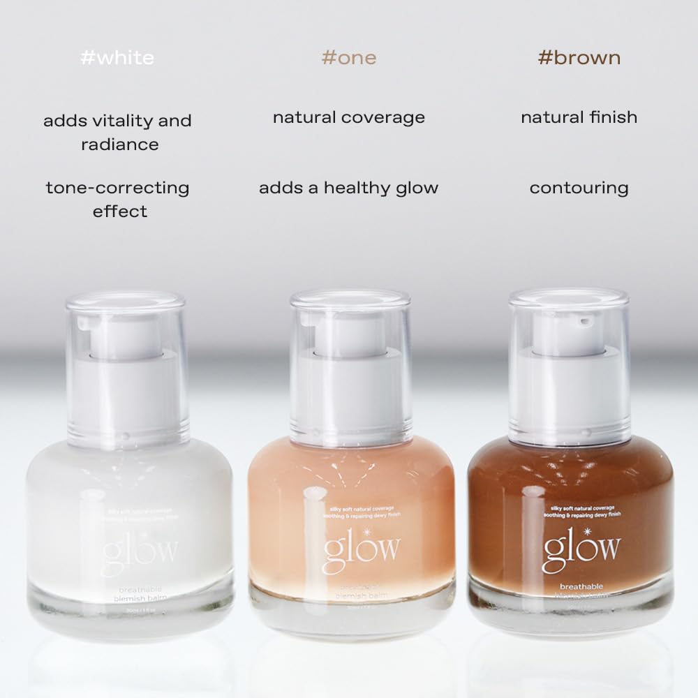 Glow Breathable Blemish Balm #Brown - Lightweight Hydrating BB Cream with Green Tea Water, Medium Coverage, 1 fl oz | Perfect for Daily Wear & Natural Makeup Looks