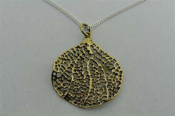 Brass Bohdi Leaf Pendant Necklace - 80cm Link Chain for Women - Spiritual Jewelry for Meditation, Yoga & Boho Fashion
