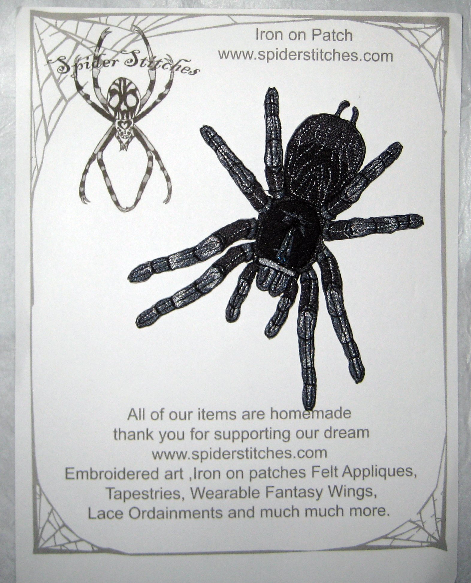 Brazilian Black Tarantula Spider Iron-On Patch for Jackets, Bags & DIY Crafts - Unique Gothic Embroidered Badge for Costumes & Accessories