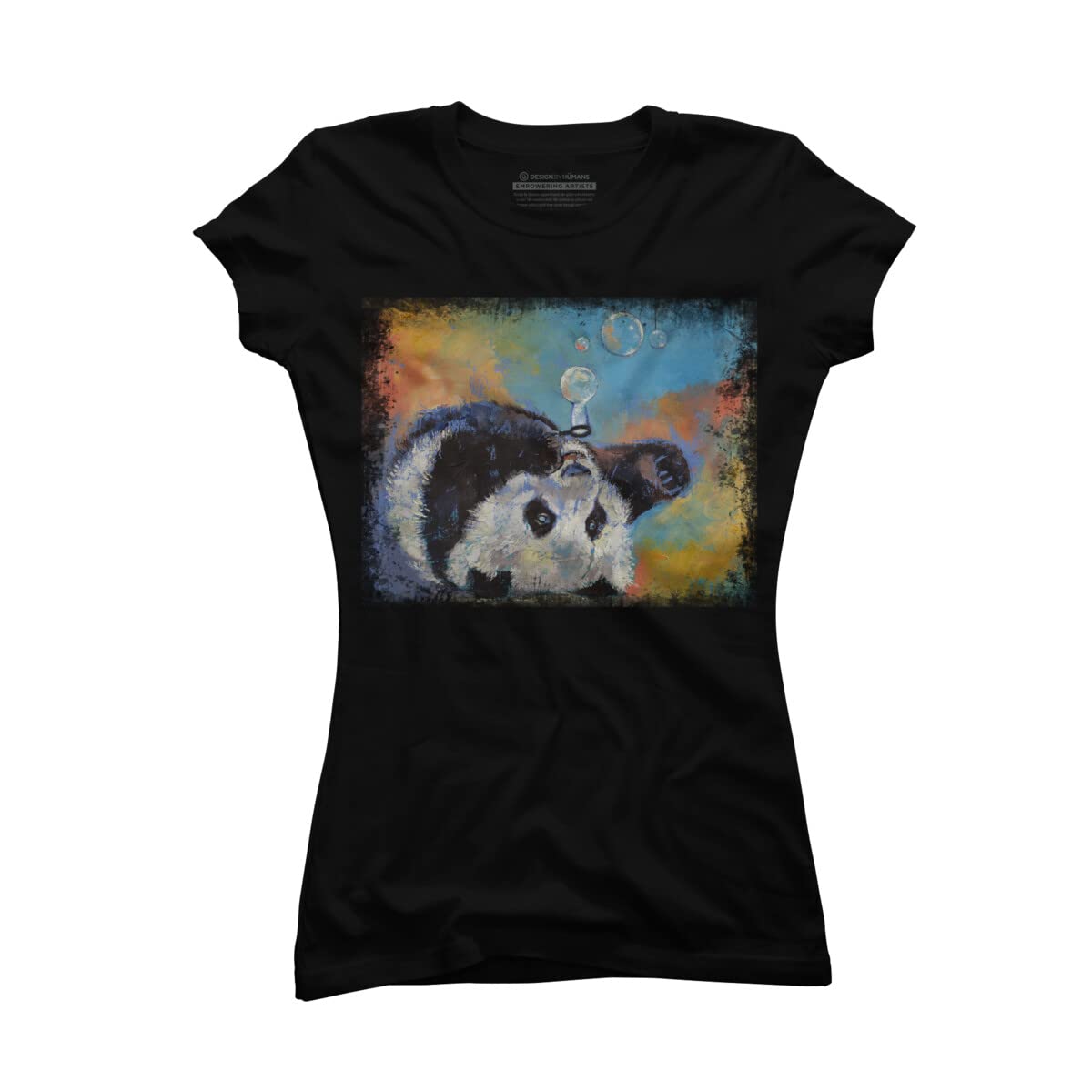 Design By Humans Junior's Blowing Bubbles by Creese Graphic T-Shirt - Cute Cartoon Print Tee for Girls - Perfect for Casual Wear, School & Playdates