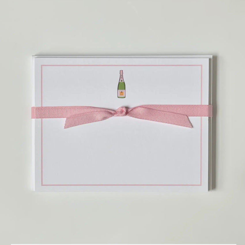 Georgetown Paperie Flat Note Cards - Pink Champagne Stationery for Thank You Notes, Wedding Invitations & Greeting Cards