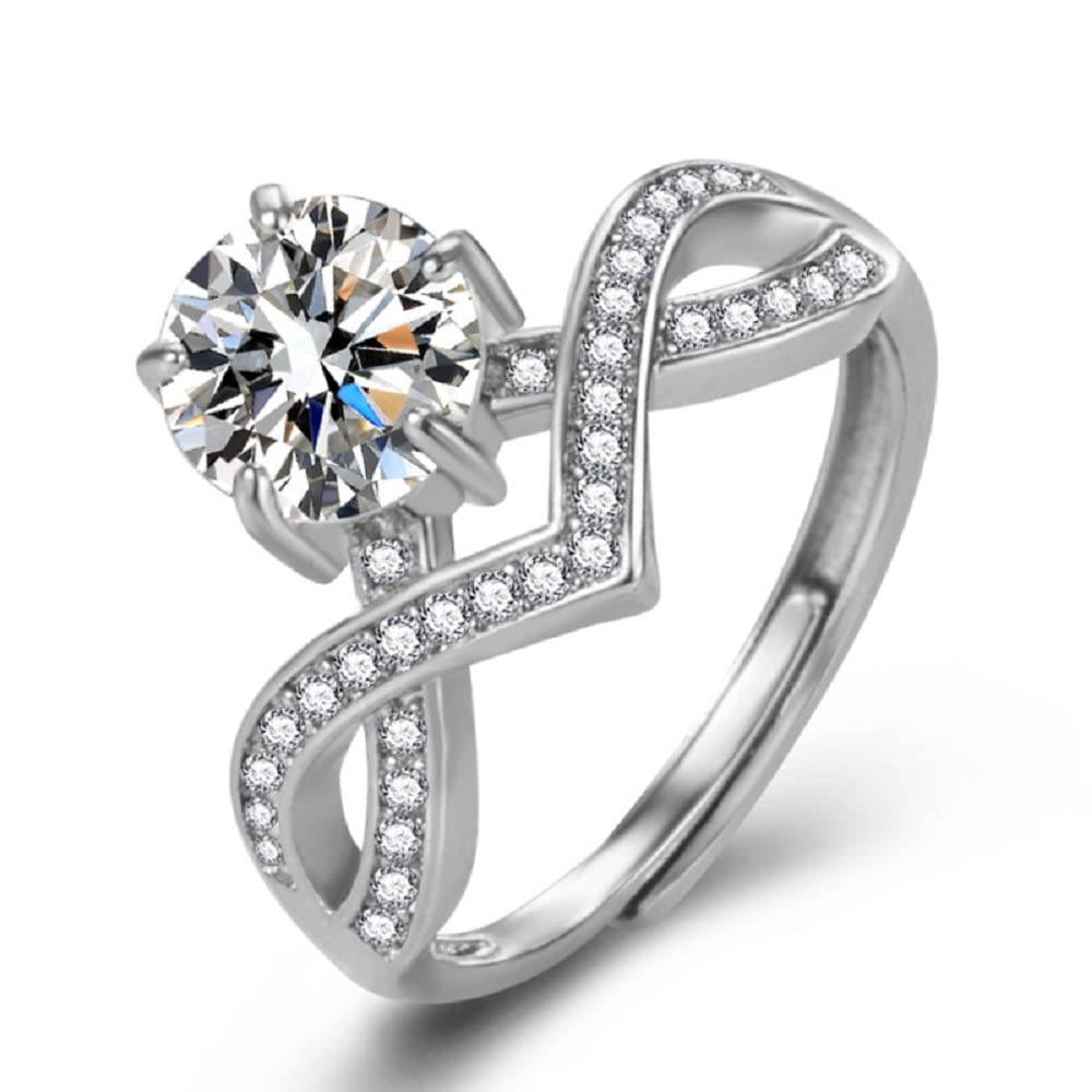 Luxury 2 Carat Simulated Diamond Wedding Ring for Women - Elegant Crown Design, White Gold Plated, Fashion Engagement Ring - Perfect for Bridal, Anniversary, and Special Occasions