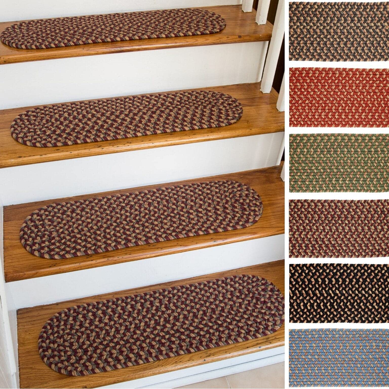 Rhody Rug Ellsworth 2' x 8' Indoor/Outdoor Braided Runner - Blue Lake Border, Antimicrobial & Stain Resistant, Reversible Design - Perfect for Patios, Hallways & High-Traffic Areas