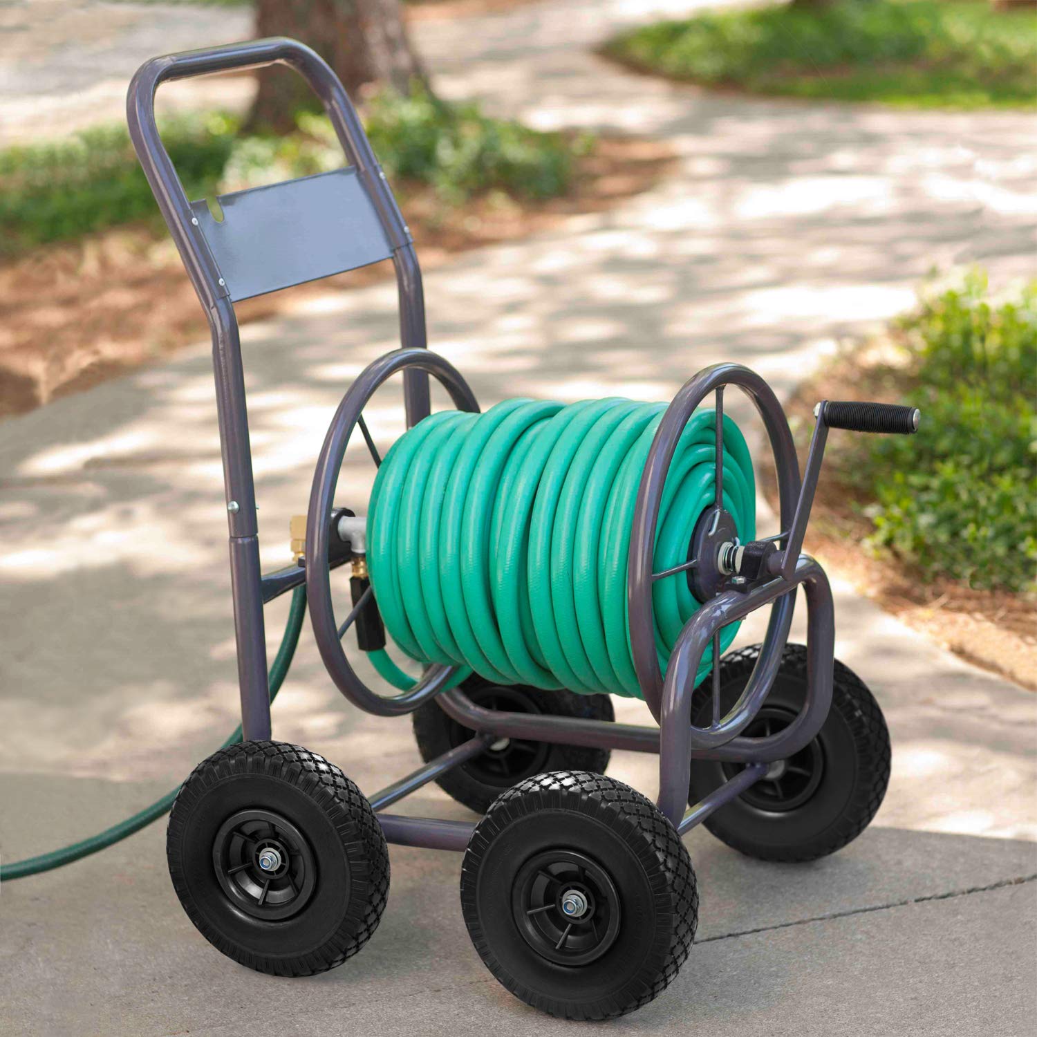Liberty Garden 840-1 Heavy Duty 4-Wheel Industrial Utility Cart with PU Tires in Bronze - Perfect for Warehouse, Factory, and Garden Equipment Transport