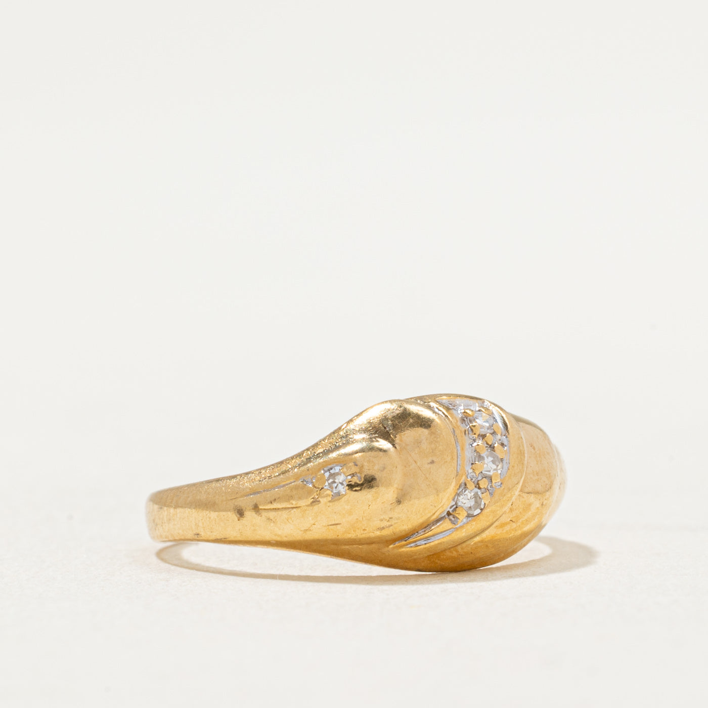Exquisite Diamond Waterfall Dome Ring | 0.04ctw Sparkling Stones | Size 5 | Perfect for Weddings, Anniversaries & Special Occasions