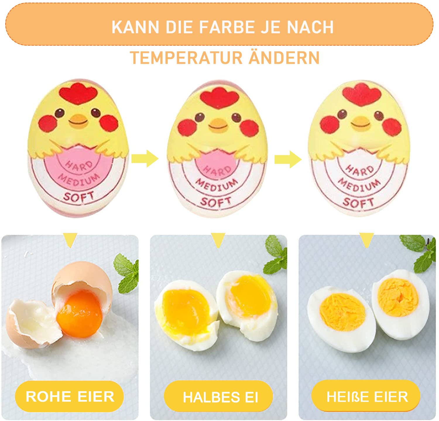 Egg Timer for Hard Boiled Eggs, 2-Pack Egg-Shaped Kitchen Timer - Perfect for Home, School, Restaurant & Cooking Enthusiasts | Boil Eggs, Baking, Cooking & Meal Prep