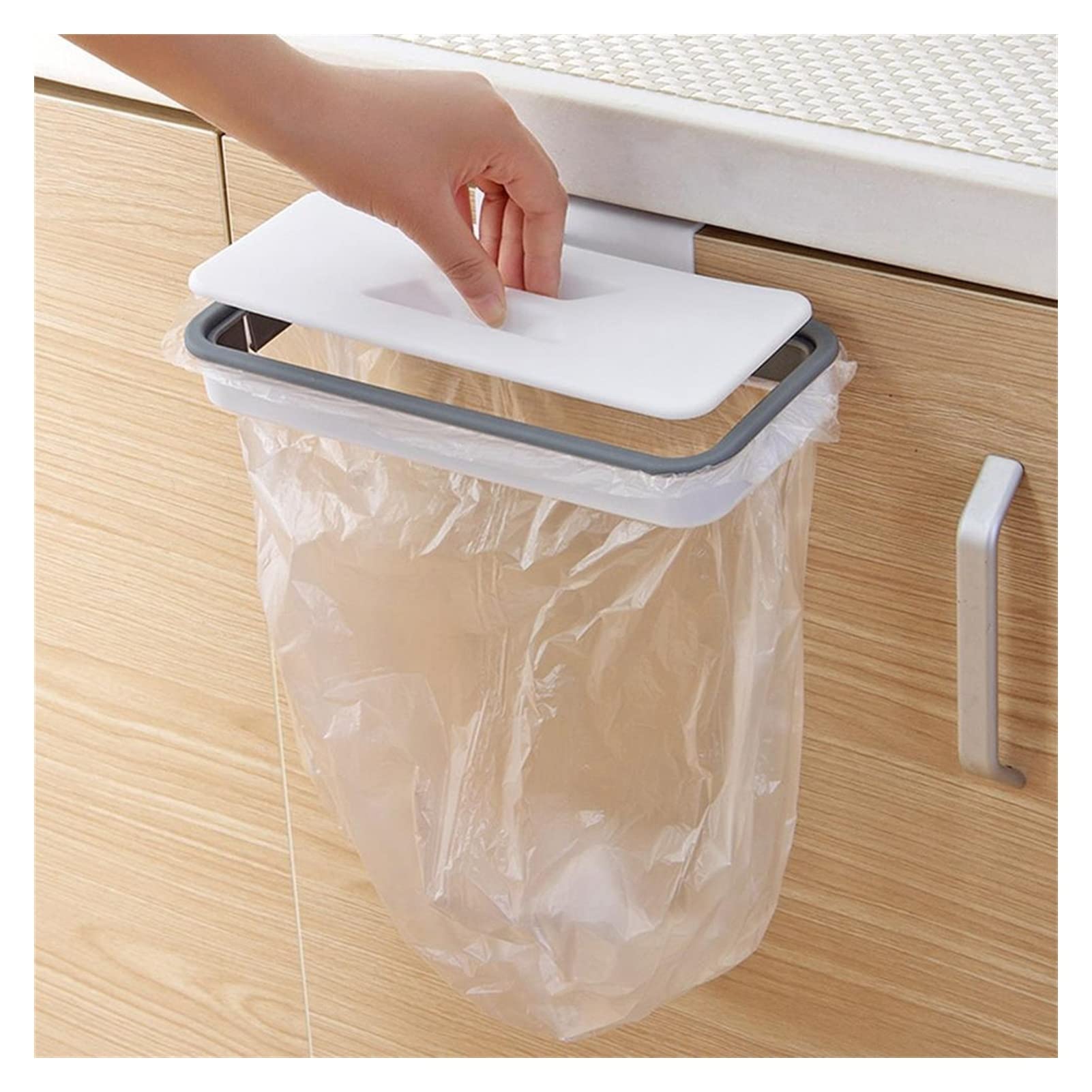 WENMENGWF 3-Piece Hanging Trash Can Set - Stainless Steel Kitchen Cabinet Door Basket, Waste Bin & Garbage Rack for Tool Storage - Perfect for Small Spaces, RVs & Under-Sink Organization