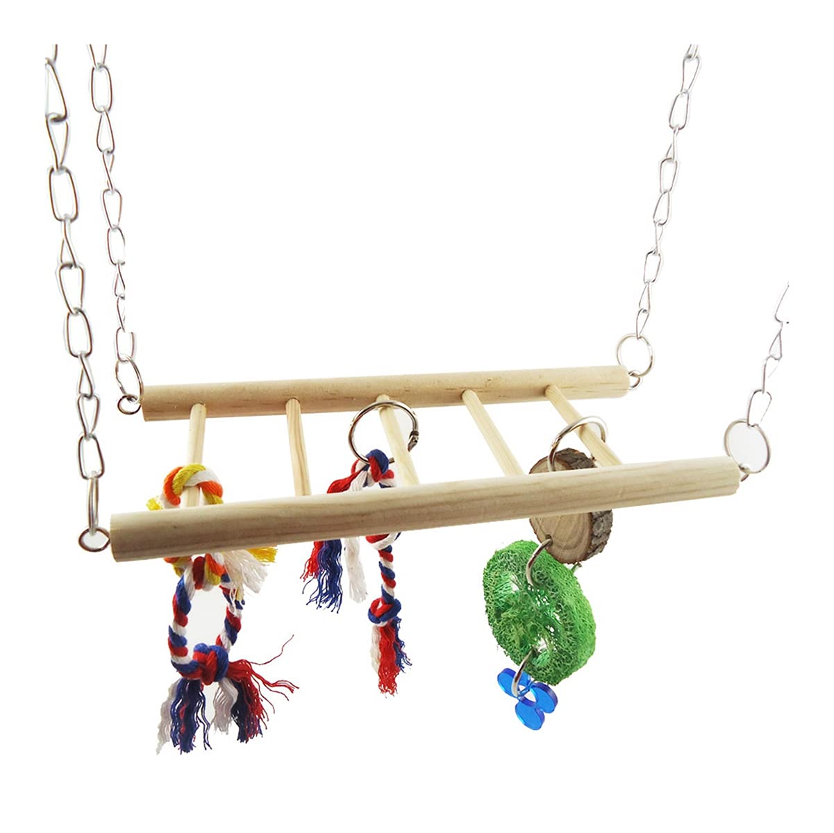 **Natural Cotton Rope Bird Swing Ladder - Hanging Climbing Toy for Parrots & Small Birds - Cage Accessories for Play, Exercise & Relaxation - Perfect for Parakeets, Cockatiels & Lovebirds**