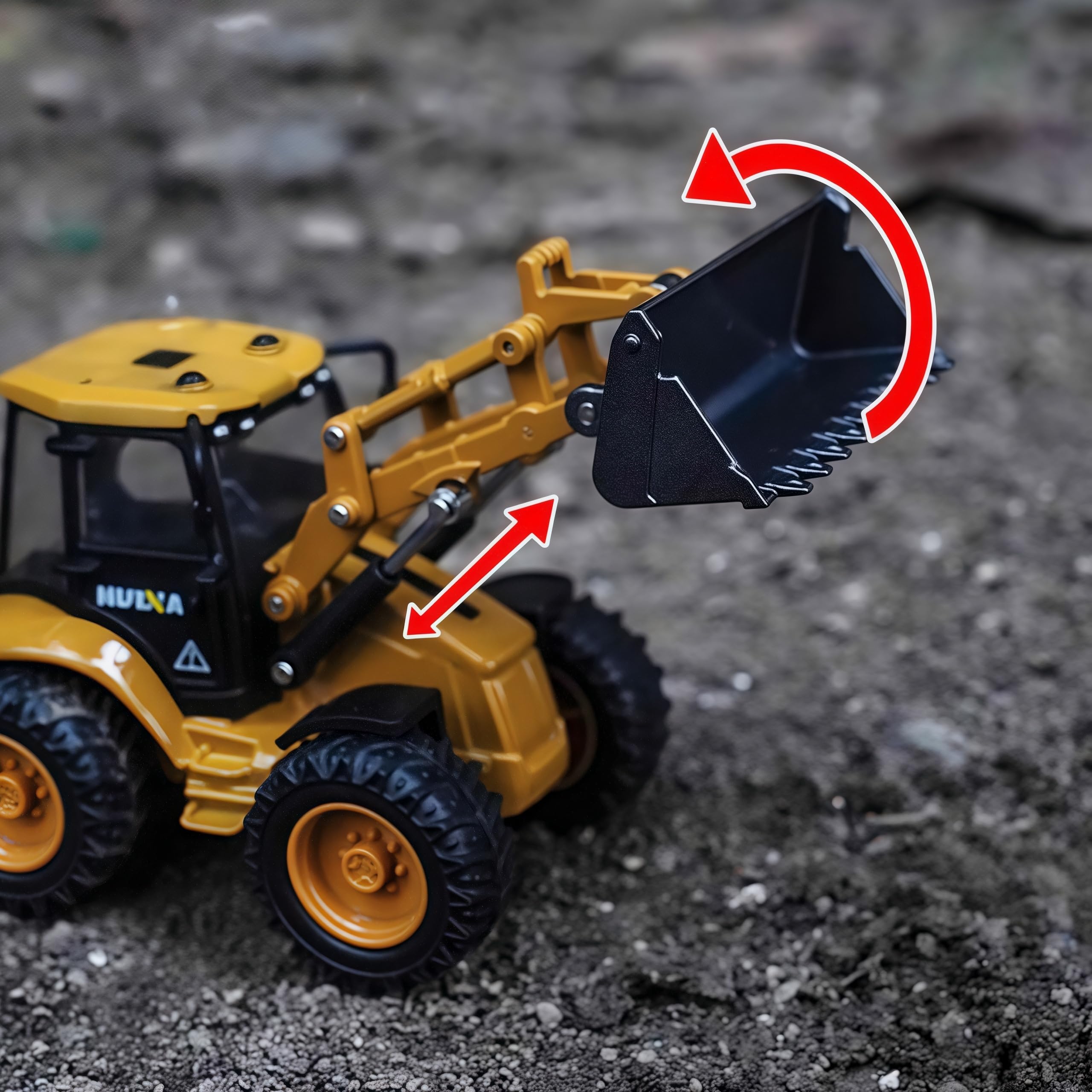 Gemini & Genius 1/50 Scale Backhoe Loader Toy for Kids - 2 in 1 Alloy Construction Vehicle with Interchangeable Front Loader & Backhoe | Durable Digger Toy for Sandbox Play, Construction Pretend Play & STEM Learning | Perfect Gift for Boys Ages 3-8