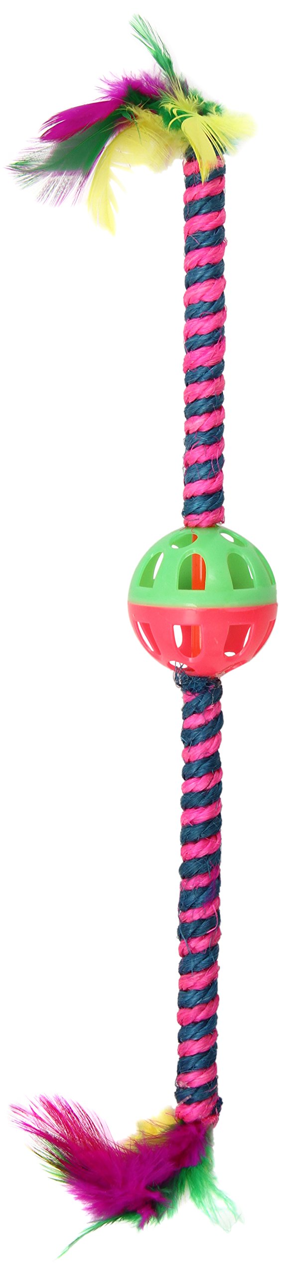 Bow Wow Feather Teaser Cat Toy - Interactive Cat Wand Toy with Colorful Feathers for Indoor Play, Exercise & Bonding | Perfect for Kittens & Adult Cats