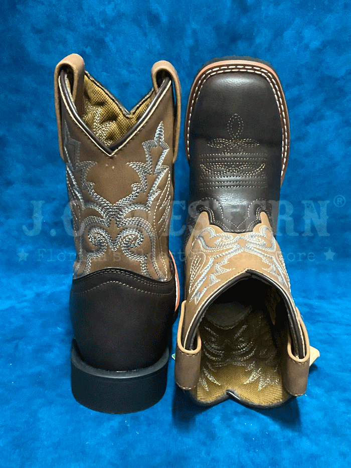 Laredo LC2571 LC3571 Kids BEXLEY Square Toe Boots Dark Brown - Durable & Stylish Western Boots for Boys & Girls - Perfect for School, Rodeo & Outdoor Activities