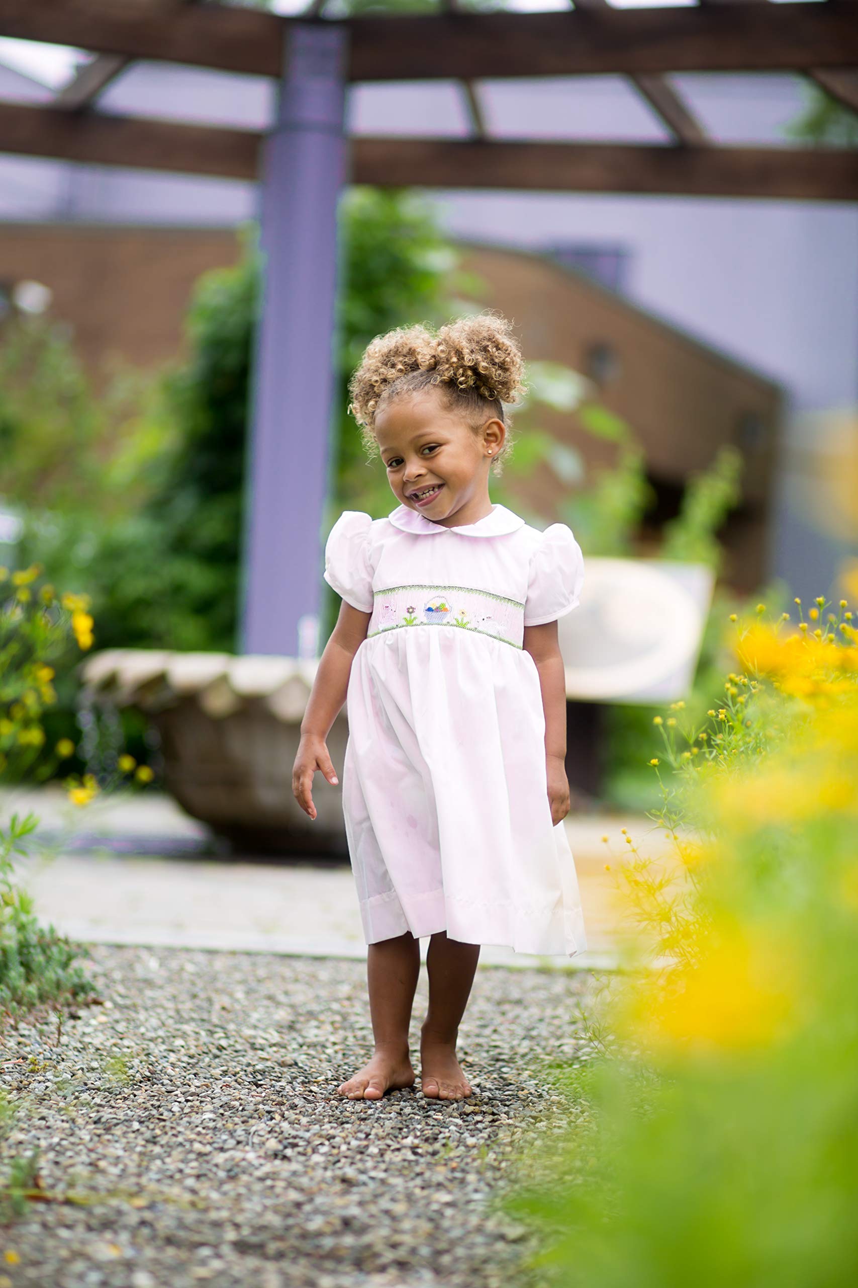 Baby Girls Easter Dress - Hand Smocked Bunny & Egg Design - Perfect for Easter Sunday, Spring Photoshoots & Special Occasions