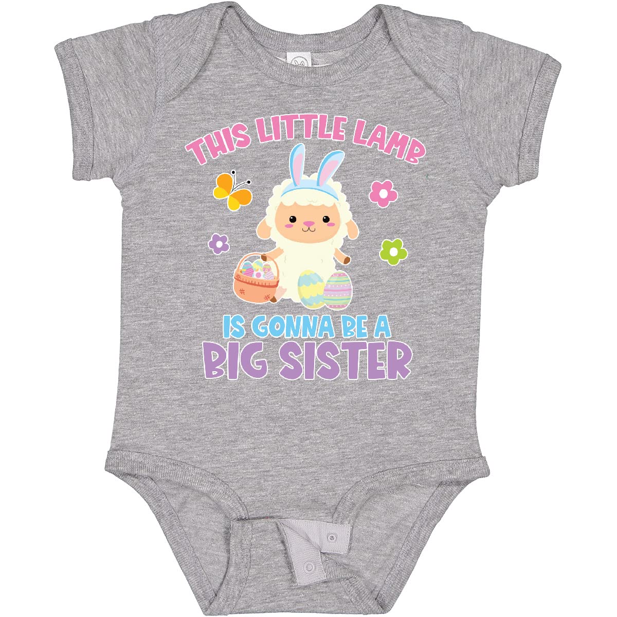 Inktastic Easter 'This Little Lamb Is Gonna Be a Big Sister' Baby Bodysuit - Cute Easter Outfit for Sibling Announcement & Newborn Photoshoots