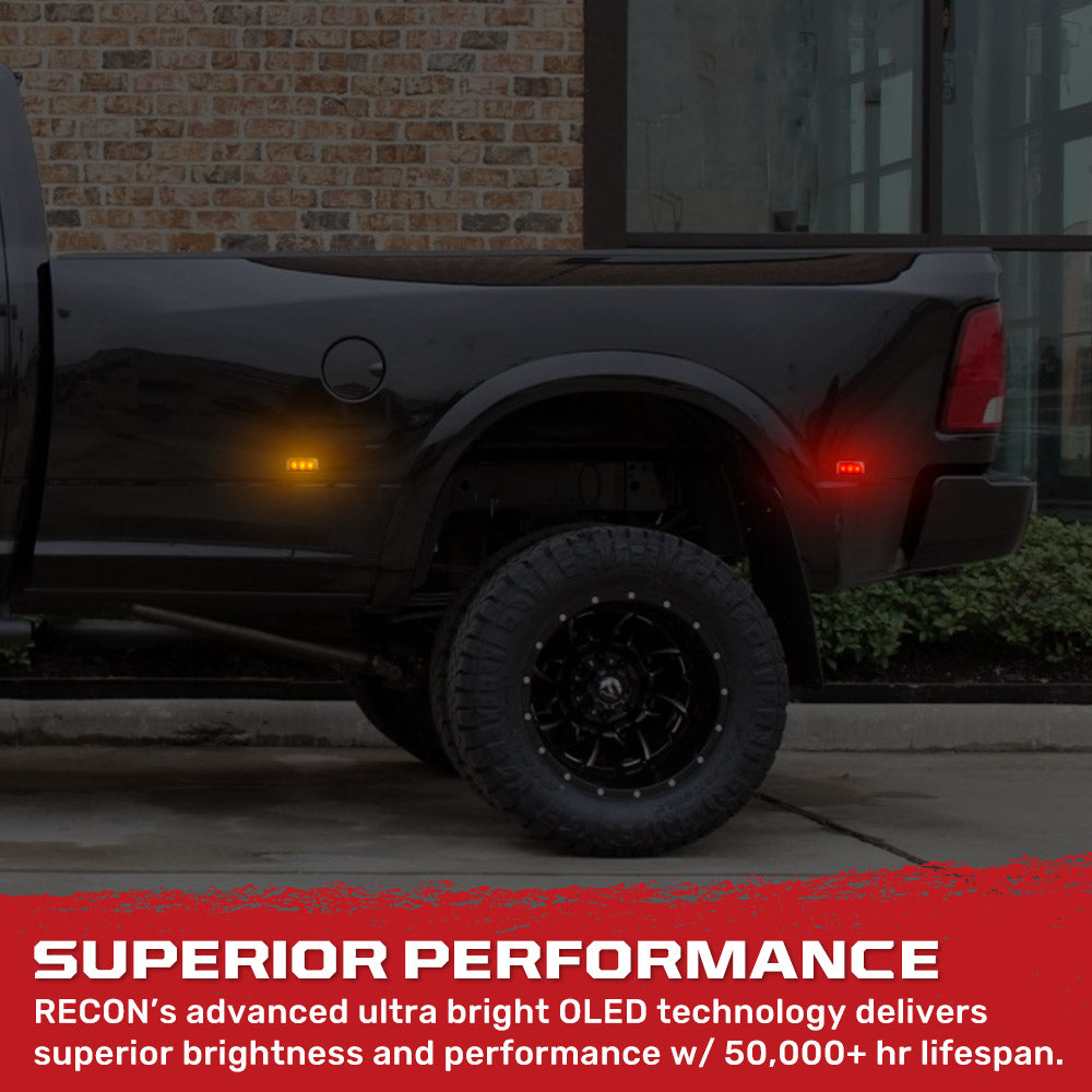 Dodge RAM 2010-2021 LED Fender Lights - 4 Piece Set with Multiple Lens Options & Color Choices | Perfect for Off-Roading, Night Driving & Custom Truck Upgrades