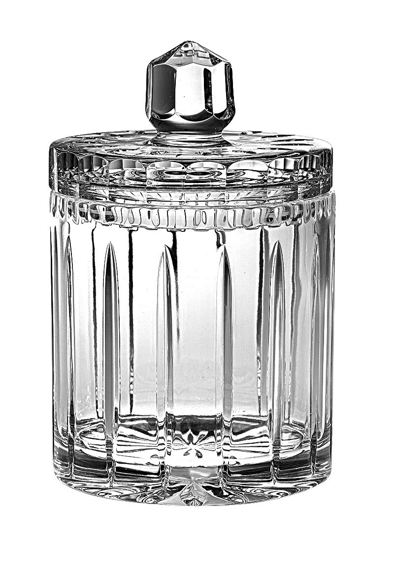 Handmade Crystal Cookie Jar with Lid - 8 Inch Tall, 1 Liter (34 oz) Capacity - European Artisan Glass Candy Storage Container for Kitchen, Dining Room, or Gift Giving