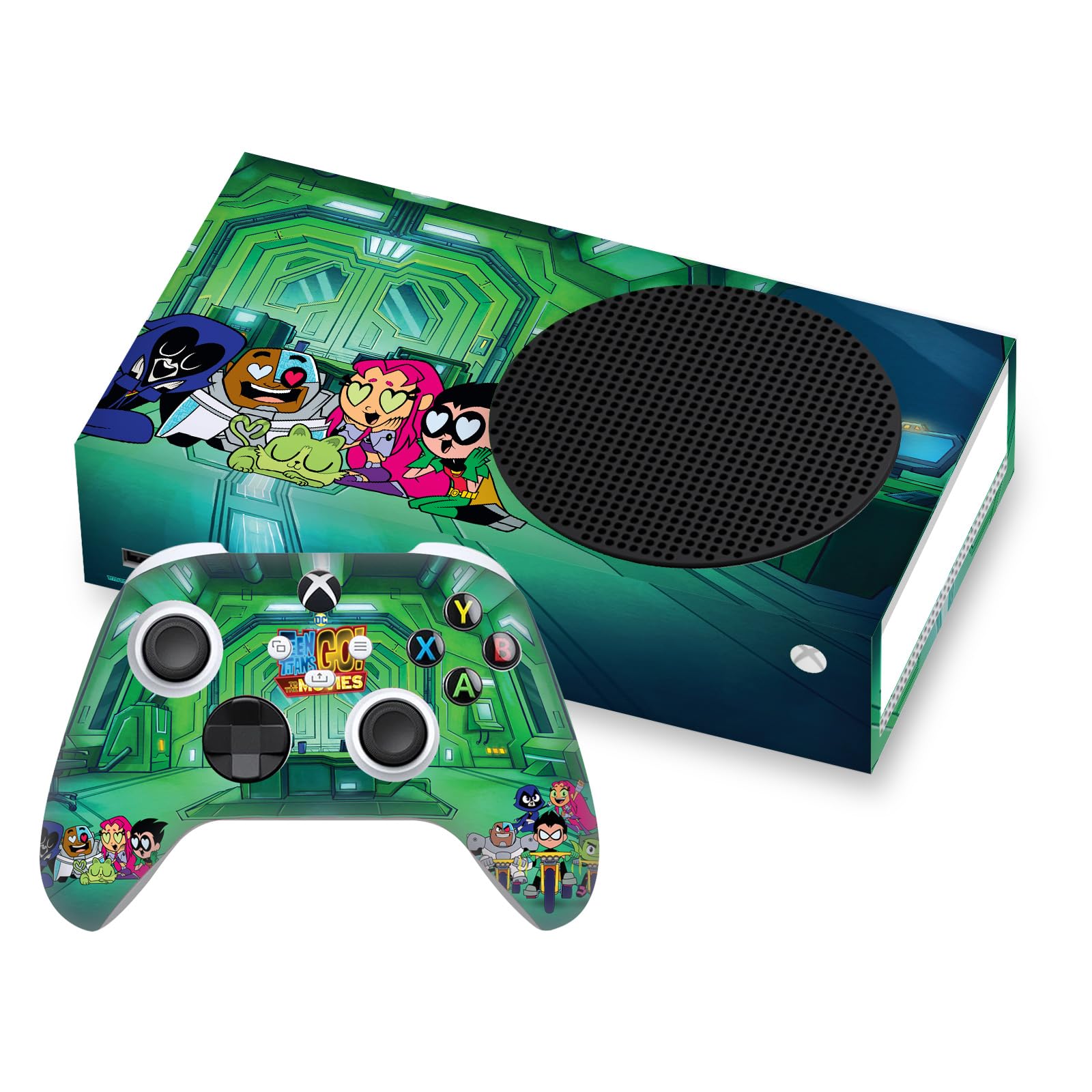 Official Licensed Teen Titans Go! to The Movies Vinyl Decal Skin Sticker Bundle - Compatible with Xbox Series S Console & Controller | Gaming Accessories for Fans, Custom Console Protection, Perfect Gift for DC Comics Lovers