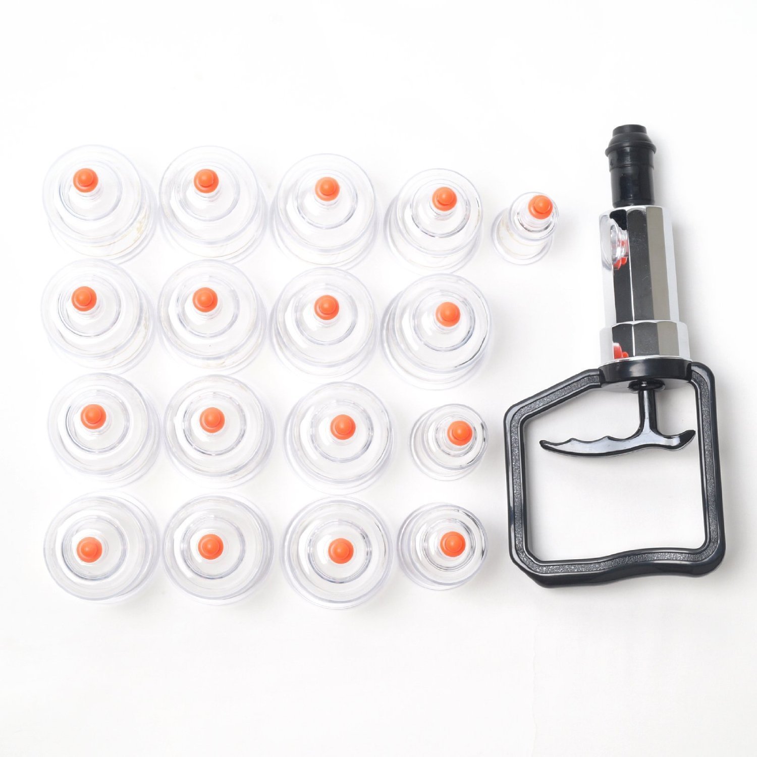 Hansol Professional Cupping Therapy Set - 17 Cups with Pumping Handle for Pain Relief & Muscle Relaxation | Perfect for Home Use, Spa, and Physical Therapy