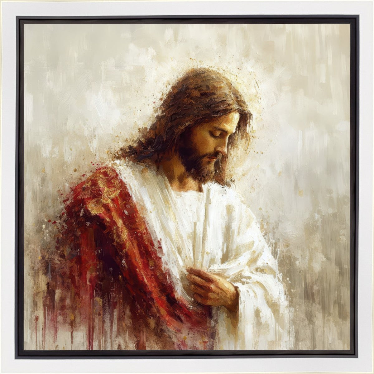 Jesus Christ in Red Robes Religious Wall Art - Premium Gallery Wrap Canvas for Home Decor, Church & Spiritual Spaces