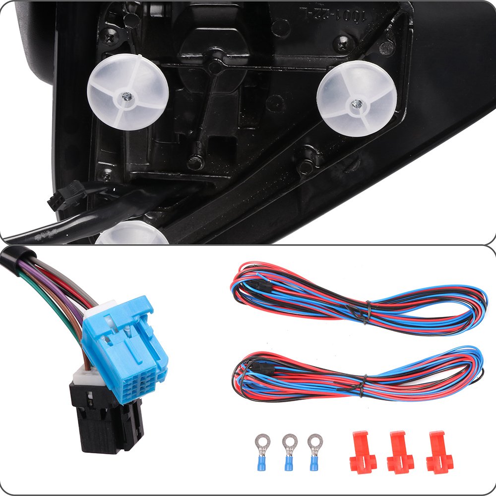LUJUNTEC Power Heated Towing Mirrors with LED Turn Signal & Puddle Light - Replacement for 2003-2006 Chevy Silverado & GMC Sierra Pickup (Driver & Passenger Side) - Enhanced Visibility for Safe Towing & Night Driving