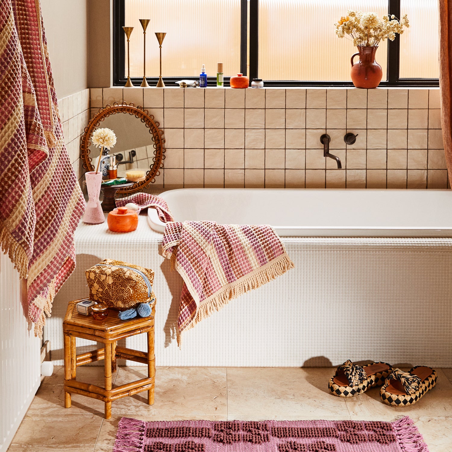 Kanti Waffle Towel Set - Super Soft & Absorbent Bath Towels for Spa, Gym & Home Use - Luxury Posy Design for Ultimate Comfort