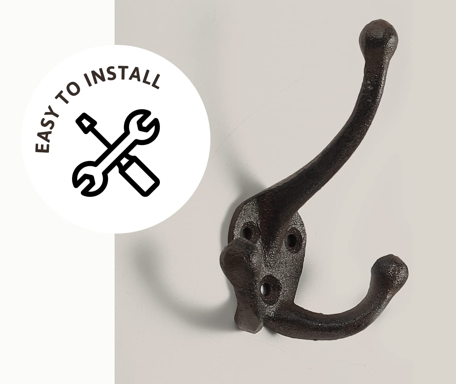 5-Pack Heavy Duty Cast Iron Wall Hooks - Antique Black Decorative Coat Hooks for Mudroom, Entryway & Closet Organization - Perfect for Hanging Coats, Hats, Bags & Accessories