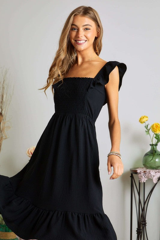 Square Neck Ruffled Cap Sleeve Summer Dress for Women - Elegant Floral Print Party & Wedding Guest Outfit