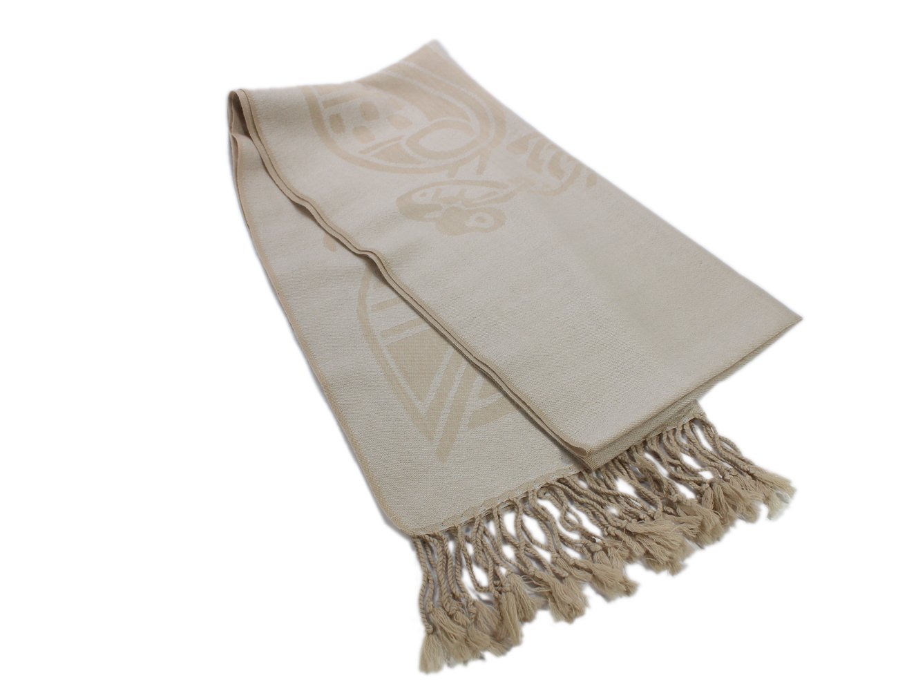 Patrick Francis Pashmina Scarf - Book of Kells Inspired Beige & Cream Wool Wrap (68