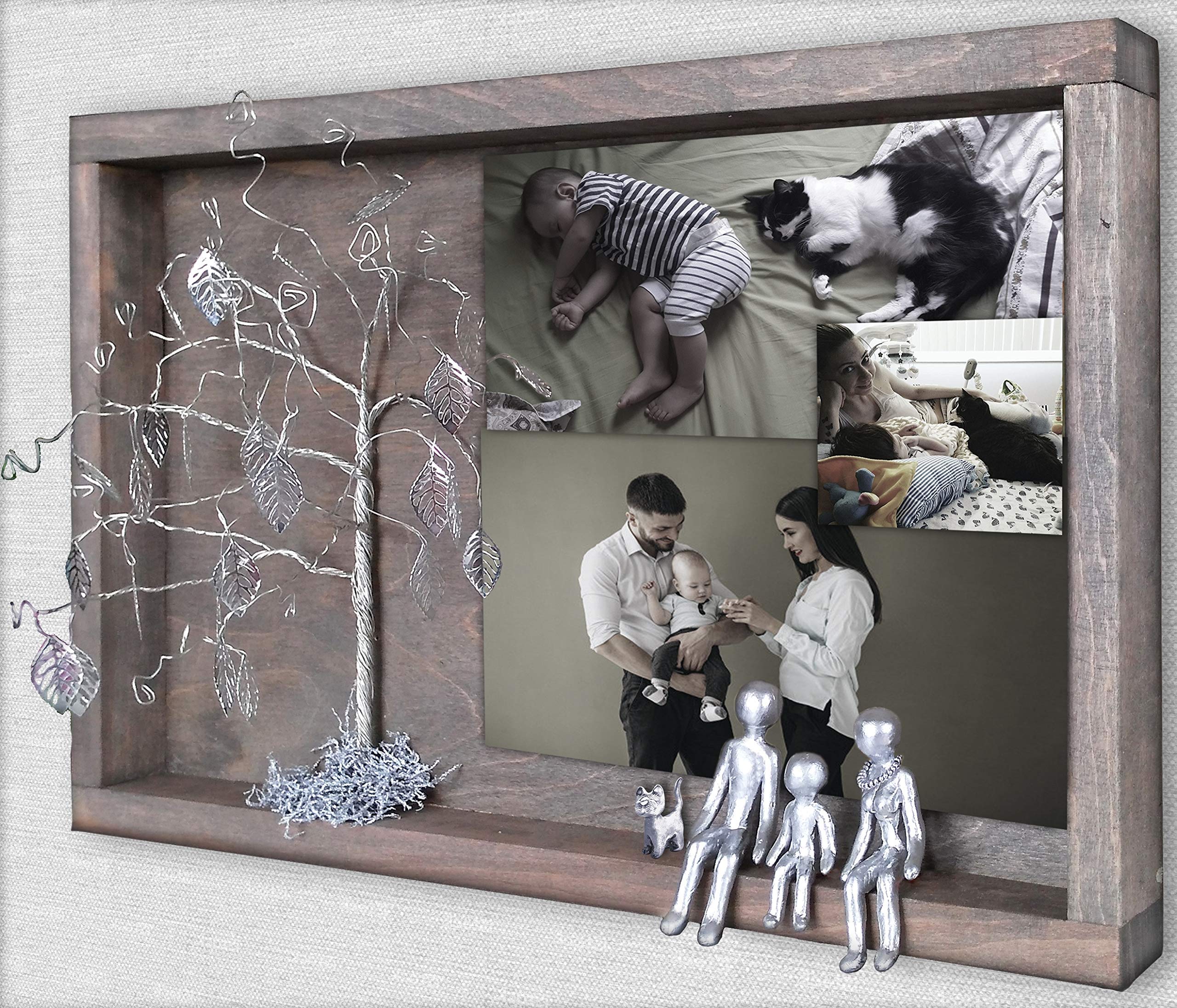 Rainbow Bridge Pet Memorial Picture Frame - Willow Family Tree Collage Shadow Box Display Case - Sympathy Gift for Dog Loss, Grandmother & Family - Perfect for Wall Decor & Pet Remembrance