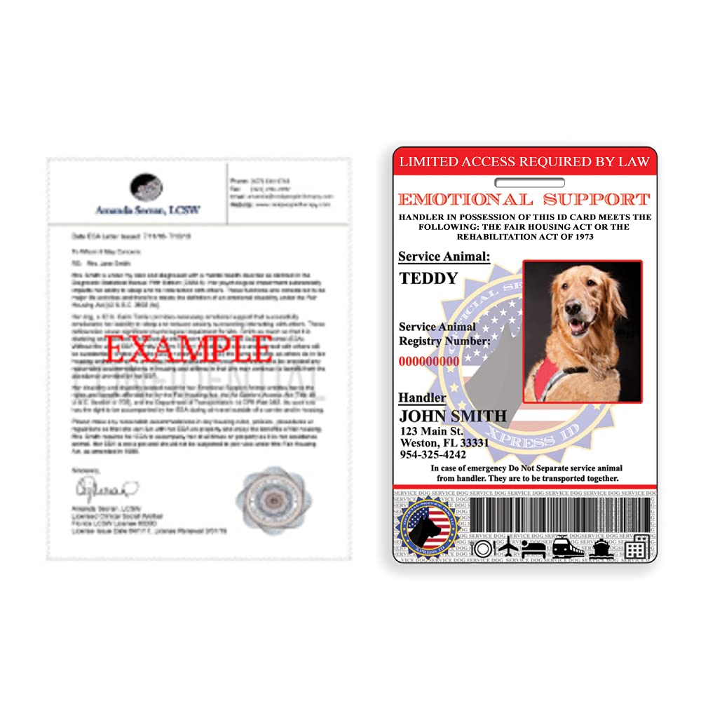 Custom Holographic Emotional Support Animal ID Card with ESA Letter - Official US Service Dog Registry QR Code - Perfect for Air Travel, Housing & Public Access
