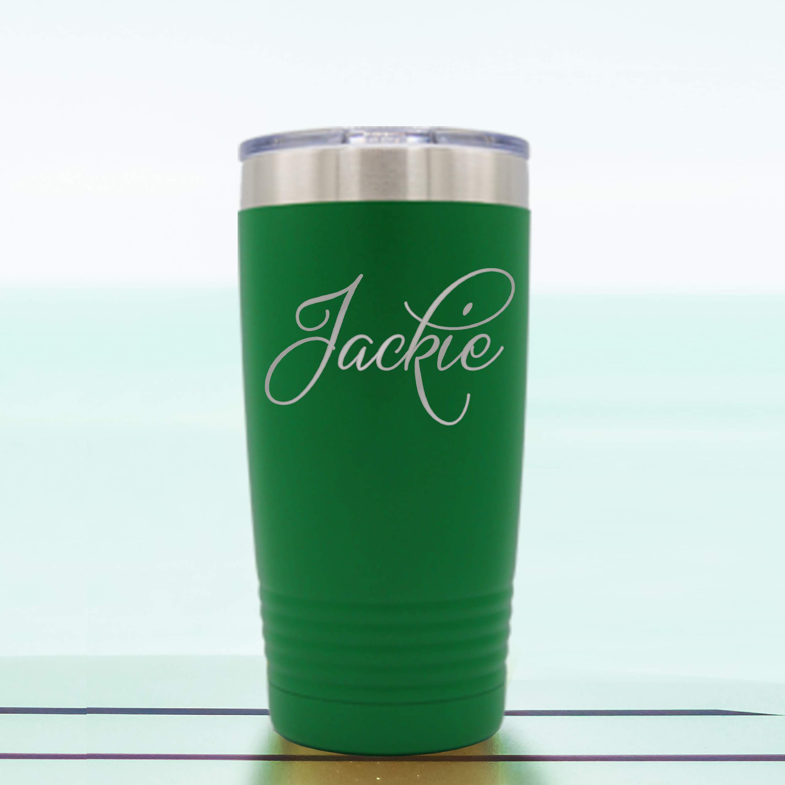 Personalized 20 oz Green Stainless Steel Travel Tumbler - Custom Engraved Vacuum Insulated Double Wall Mug - Perfect for Coffee, Tea & Cold Drinks On The Go